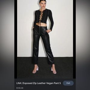 NWT LNA Medium Vegan leather Zip pant